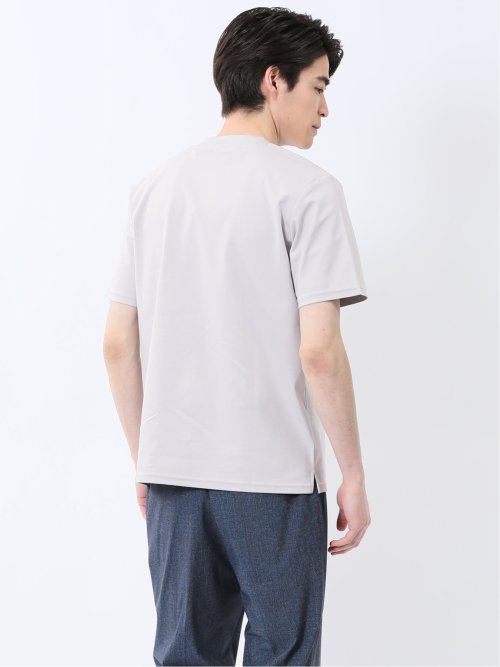 【DRESS T-SHIRT】綿ストレッチ スロープネック半袖Tシャツ