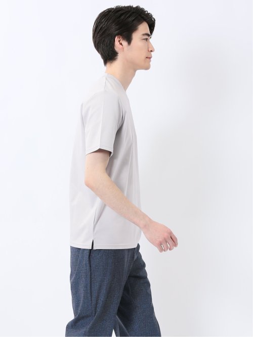 【DRESS T-SHIRT】綿ストレッチ スロープネック半袖Tシャツ
