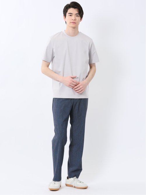 【DRESS T-SHIRT】綿ストレッチ スロープネック半袖Tシャツ