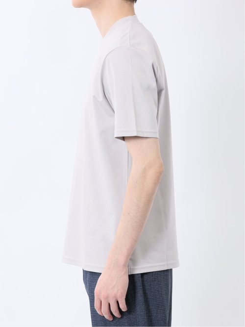 【DRESS T-SHIRT】綿ストレッチ スロープネック半袖Tシャツ