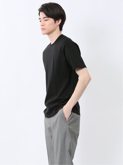 【DRESS T-SHIRT】綿ストレッチ スロープネック半袖Tシャツ