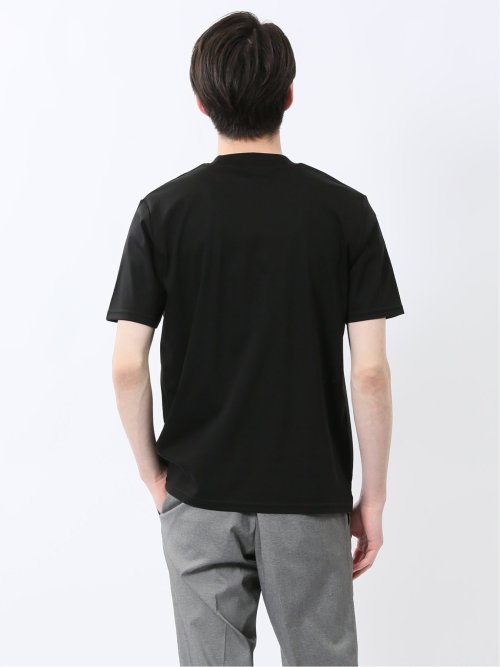 【DRESS T-SHIRT】綿ストレッチ スロープネック半袖Tシャツ