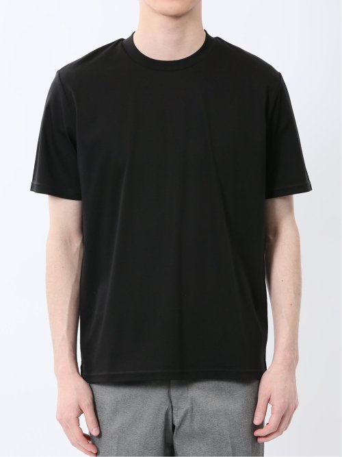 【DRESS T-SHIRT】綿ストレッチ スロープネック半袖Tシャツ