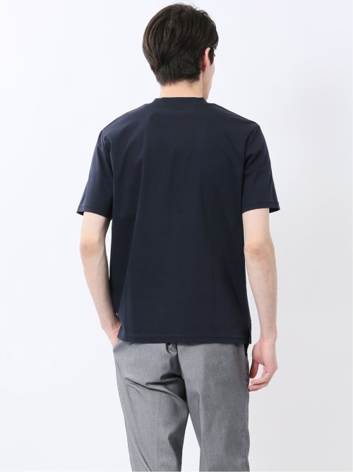 【DRESS T-SHIRT】綿ストレッチ スロープネック半袖Tシャツ
