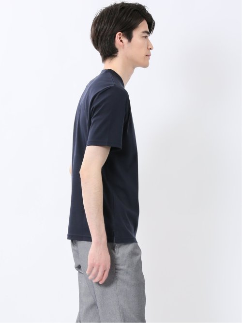 【DRESS T-SHIRT】綿ストレッチ スロープネック半袖Tシャツ