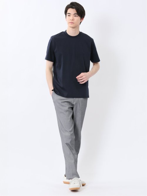 【DRESS T-SHIRT】綿ストレッチ スロープネック半袖Tシャツ