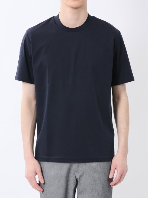 【DRESS T-SHIRT】綿ストレッチ スロープネック半袖Tシャツ