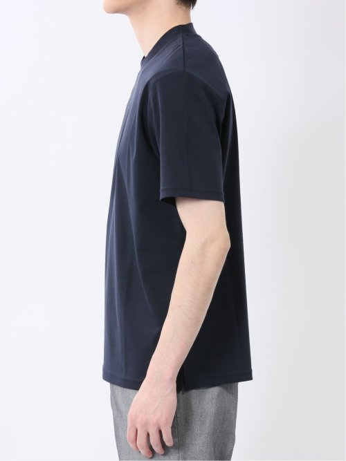 【DRESS T-SHIRT】綿ストレッチ スロープネック半袖Tシャツ