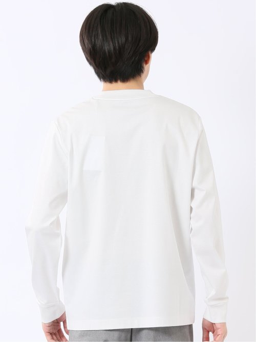 Tシャツ メンズ 長袖 ストレッチ UV 綿 コットン 無地 シルケット スムス スロープネック ドレスT