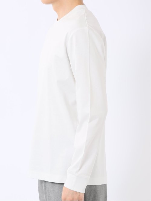 Tシャツ メンズ 長袖 ストレッチ UV 綿 コットン 無地 シルケット スムス スロープネック ドレスT