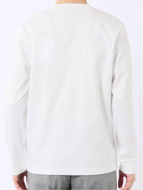 Tシャツ メンズ 長袖 ストレッチ UV 綿 コットン 無地 シルケット スムス スロープネック ドレスT