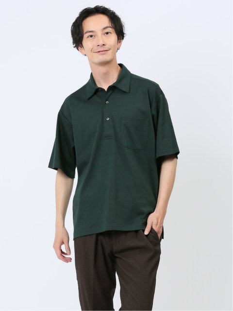 【DRESS POLO-SHIRT】綿ストレッチ オーバーサイズ 半袖ポロシャツ