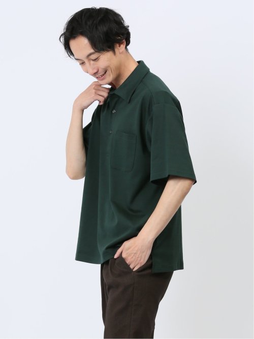 【DRESS POLO-SHIRT】綿ストレッチ オーバーサイズ 半袖ポロシャツ