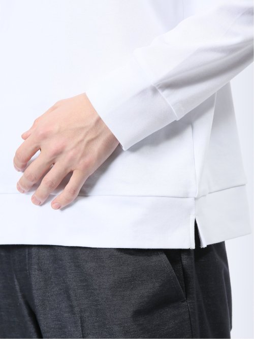 【DRESS T-SHIRT】綿ストレッチ スロープネック長袖Tシャツ