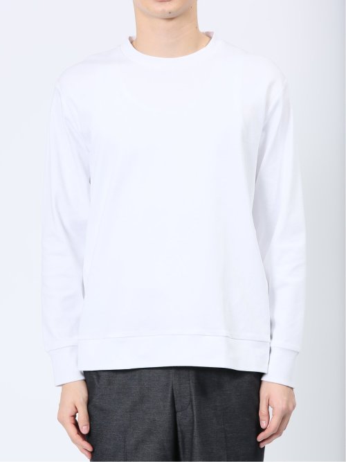 【DRESS T-SHIRT】綿ストレッチ スロープネック長袖Tシャツ