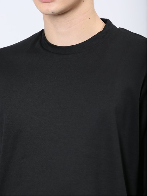 【DRESS T-SHIRT】綿ストレッチ スロープネック長袖Tシャツ