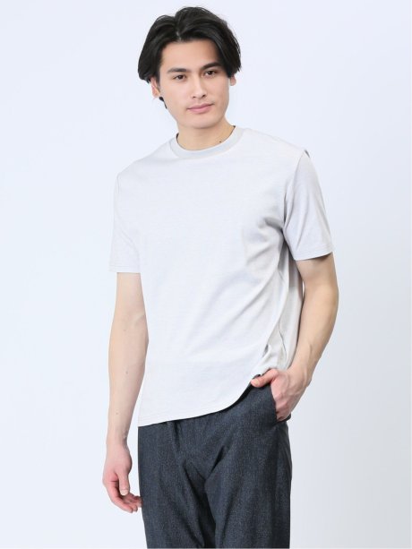 【DRESS T-SHIRT】綿ストレッチ クルーネック半袖Tシャツ ボーダー