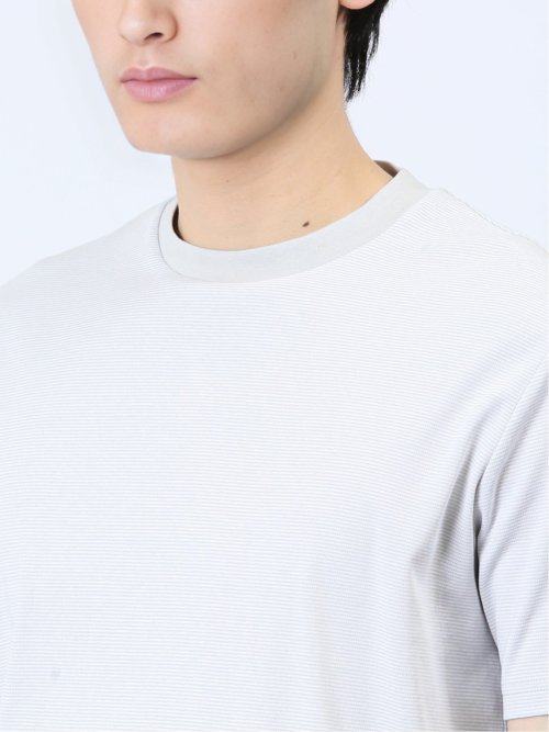 【DRESS T-SHIRT】綿ストレッチ クルーネック半袖Tシャツ ボーダー