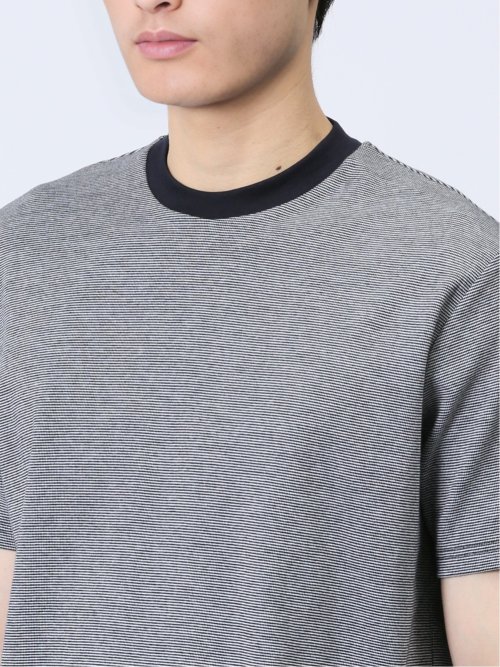 【DRESS T-SHIRT】綿ストレッチ クルーネック半袖Tシャツ ボーダー