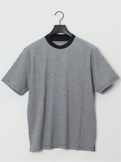 【DRESS T-SHIRT】綿ストレッチ クルーネック半袖Tシャツ ボーダー