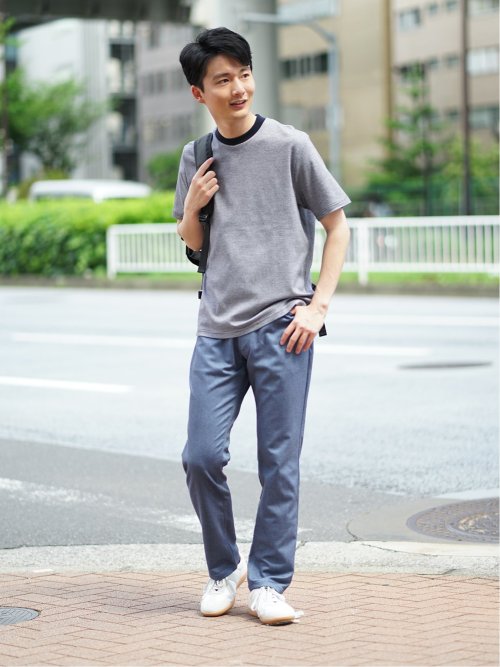 【DRESS T-SHIRT】綿ストレッチ クルーネック半袖Tシャツ ボーダー