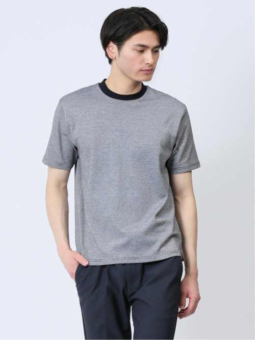 【DRESS T-SHIRT】綿ストレッチ クルーネック半袖Tシャツ ボーダー