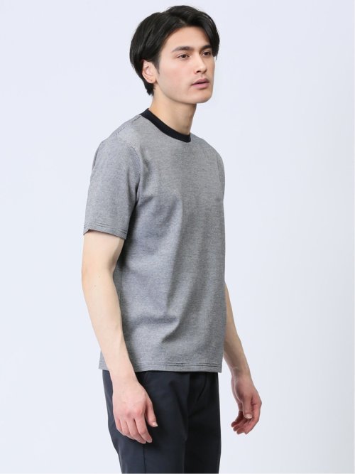 【DRESS T-SHIRT】綿ストレッチ クルーネック半袖Tシャツ ボーダー