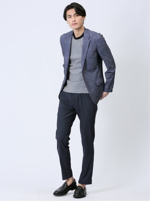 【DRESS T-SHIRT】綿ストレッチ クルーネック半袖Tシャツ ボーダー