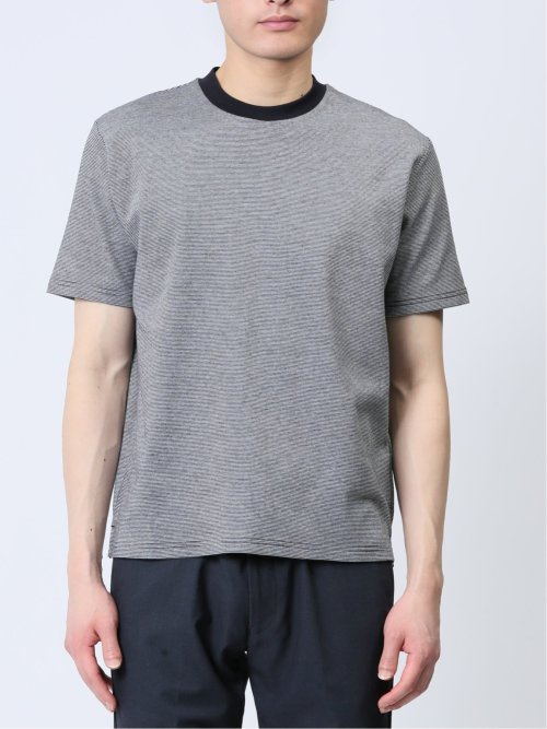 【DRESS T-SHIRT】綿ストレッチ クルーネック半袖Tシャツ ボーダー