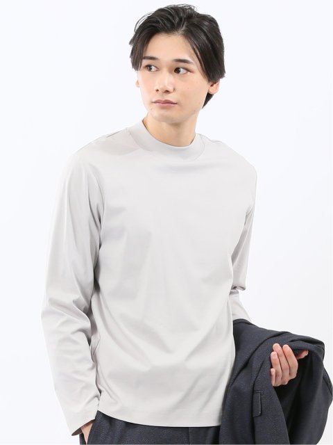 【DRESS T-SHIRT】シルケットスムス モックネック 長袖Tシャツ