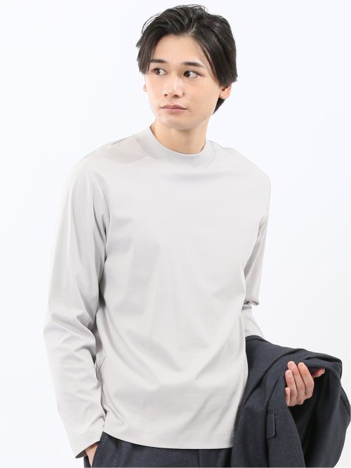 【DRESS T-SHIRT】シルケットスムス モックネック 長袖Tシャツ