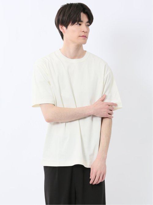 ストレッチ ニット衿 クルーネック半袖Tシャツ