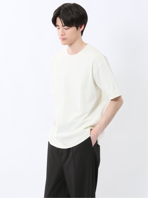 ストレッチ ニット衿 クルーネック半袖Tシャツ