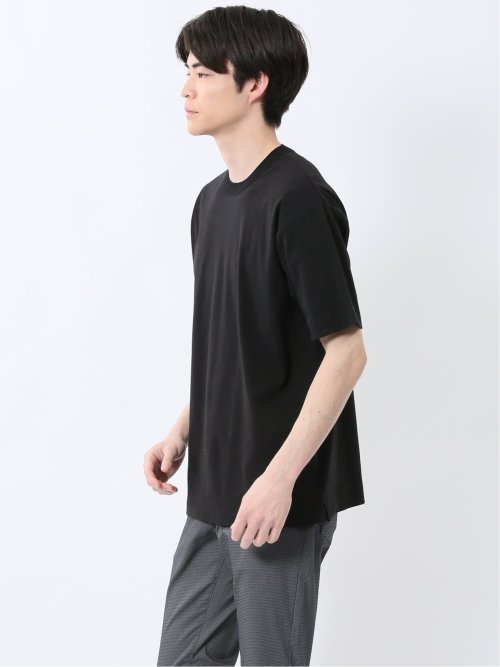 ストレッチ ニット衿 クルーネック半袖Tシャツ