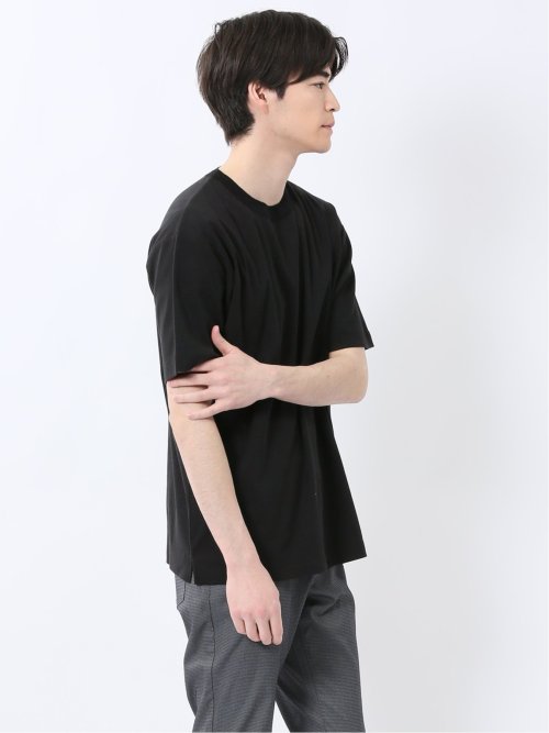 ストレッチ ニット衿 クルーネック半袖Tシャツ