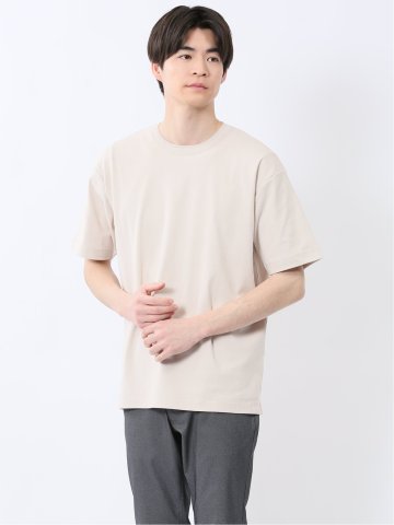 ストレッチ ニット衿 クルーネック半袖Tシャツ