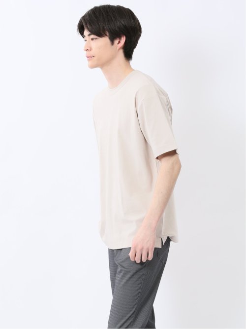 ストレッチ ニット衿 クルーネック半袖Tシャツ