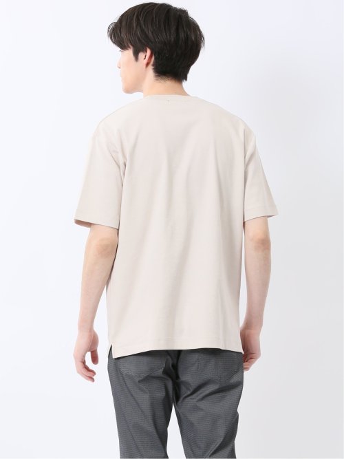 ストレッチ ニット衿 クルーネック半袖Tシャツ