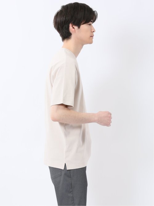 ストレッチ ニット衿 クルーネック半袖Tシャツ