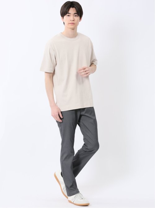 ストレッチ ニット衿 クルーネック半袖Tシャツ