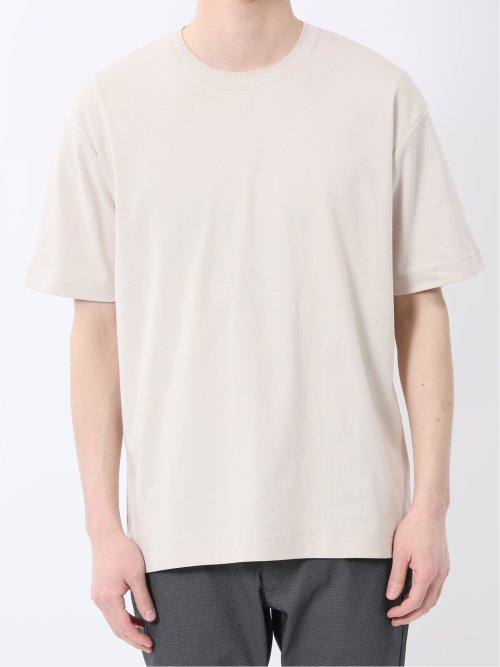 ストレッチ ニット衿 クルーネック半袖Tシャツ