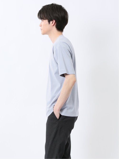 ストレッチ ニット衿 クルーネック半袖Tシャツ