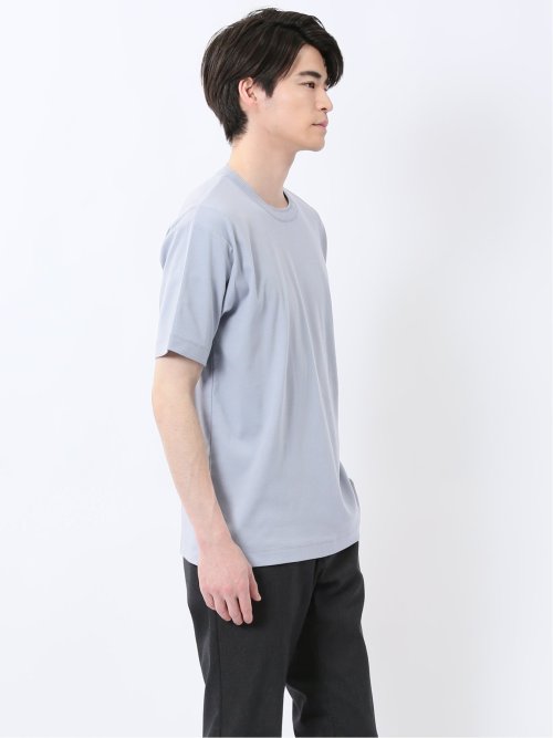 ストレッチ ニット衿 クルーネック半袖Tシャツ