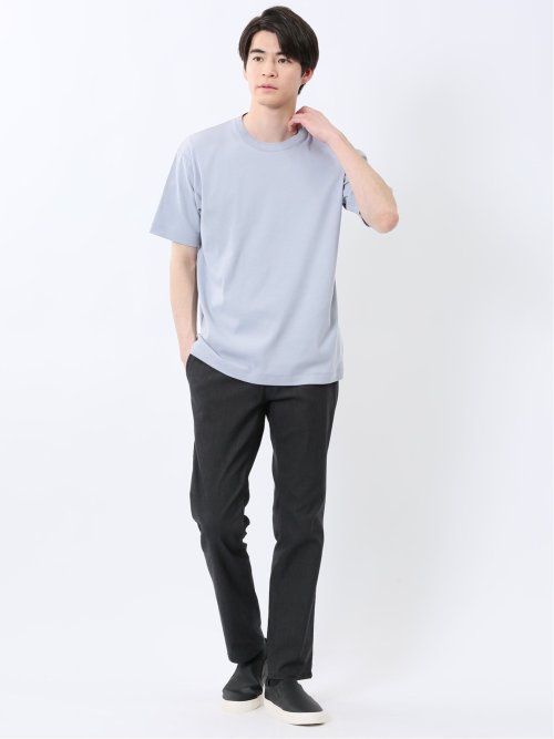 ストレッチ ニット衿 クルーネック半袖Tシャツ