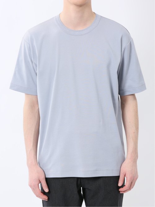 ストレッチ ニット衿 クルーネック半袖Tシャツ