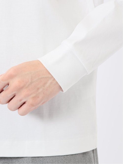 Tシャツ メンズ 長袖 ストレッチ UV 綿 コットン 無地 シルケット スムス モックネック ドレスT