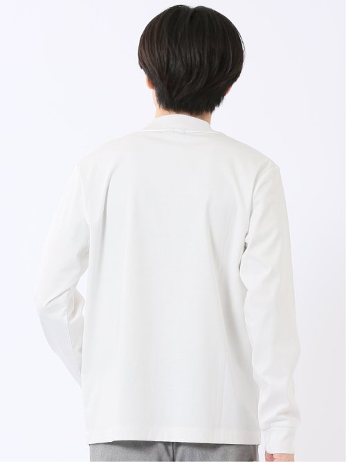Tシャツ メンズ 長袖 ストレッチ UV 綿 コットン 無地 シルケット スムス モックネック ドレスT