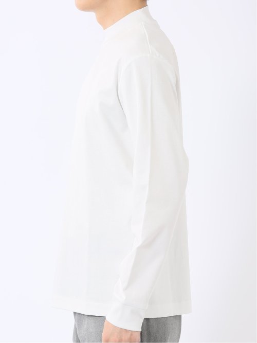 Tシャツ メンズ 長袖 ストレッチ UV 綿 コットン 無地 シルケット スムス モックネック ドレスT