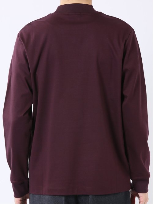 Tシャツ メンズ 長袖 ストレッチ UV 綿 コットン 無地 シルケット スムス モックネック ドレスT
