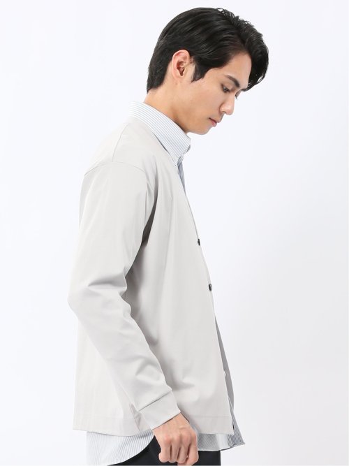 接触冷感ストレッチ シルケットスムス Vネックカーディガン